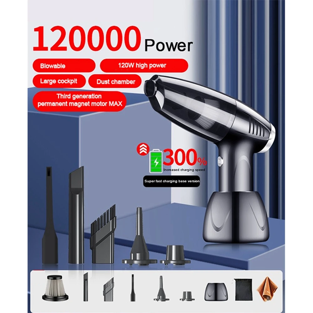 

120000RPM Wireless Car Vacuum Cleaner Cordless Handheld Auto Mini Vacuum Home Car Dual Use Cleaners Home Appliance Accessories