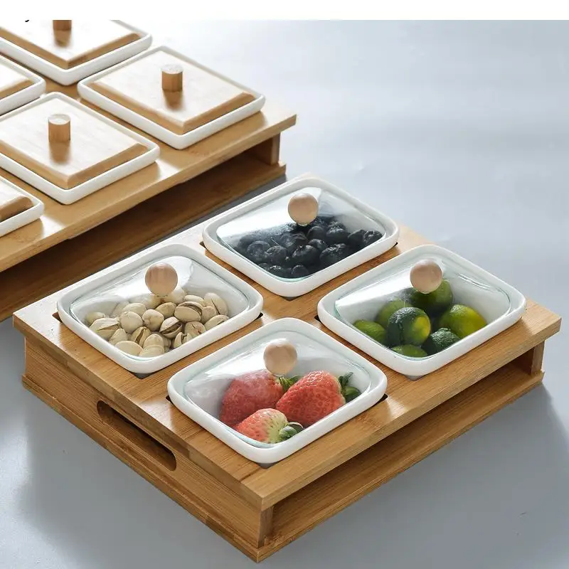 

Керамическая коробка для сушеных фруктов, блюдо для закусок, креативная сетка в европейском стиле с крышкой, тарелка для семян дыни, домашняя гостиная, коробка для конфет и орехов