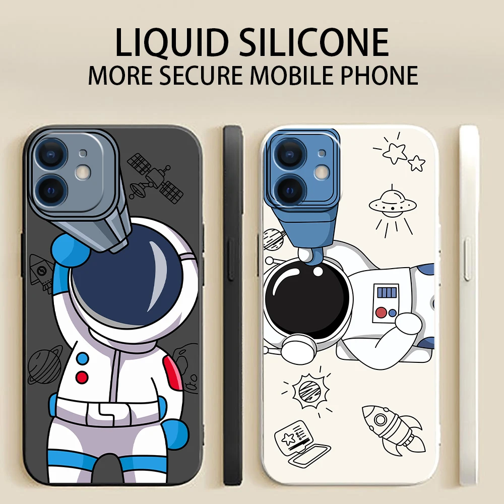 

Cartoon Astronaut Phone Cases For iPhone 11 12 13 Pro MAX 6 6S 7 8 Plus XS 12 13 Mini X XR SE 2020 Silicone Back Cover Fanda