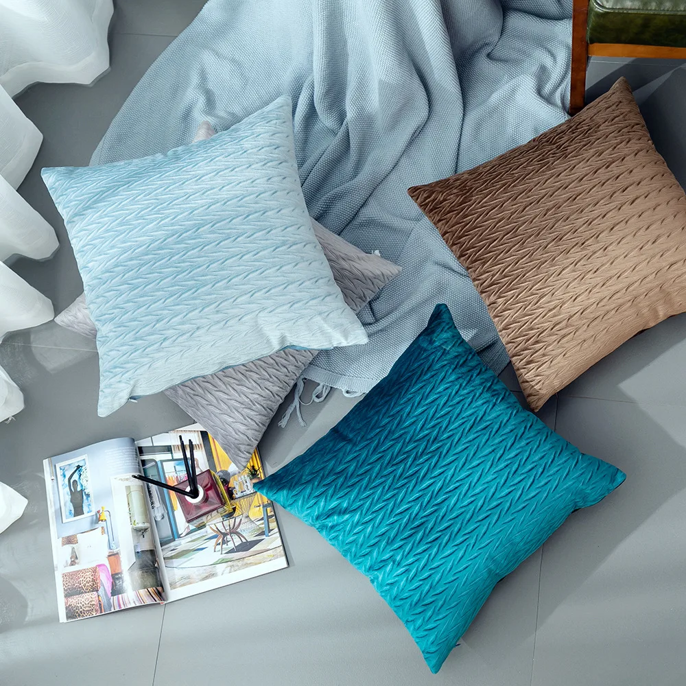

Velvet Imprint Wheat Ear Cushion Cover Soft Pillow Covers Decorative For Sofa Bed Solid Color Case On The Pillow For Home Decor
