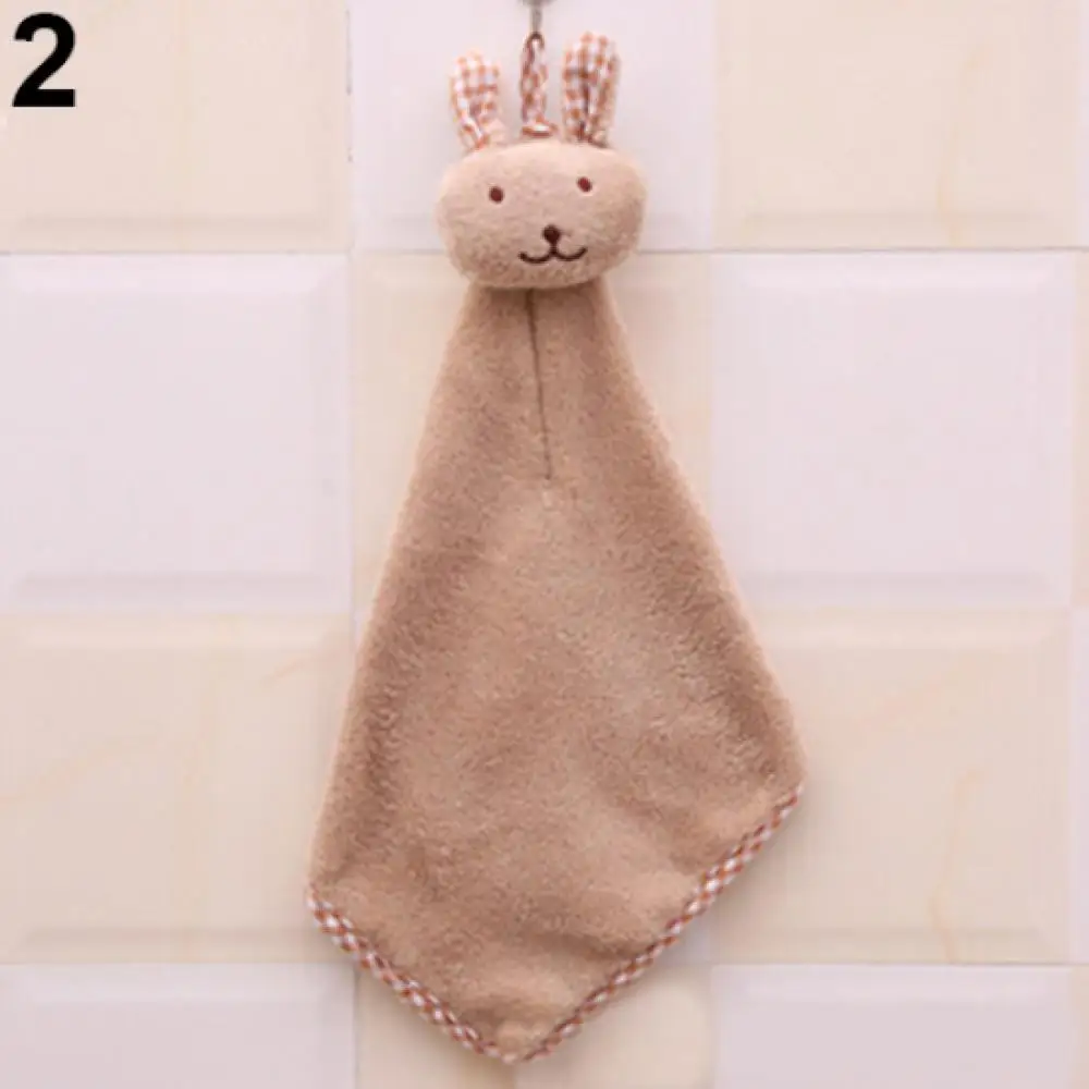 

Baby Hand Towel Cartoon Animal Rabbit Plush Kitchen Soft Hanging Bath Wipe Towel