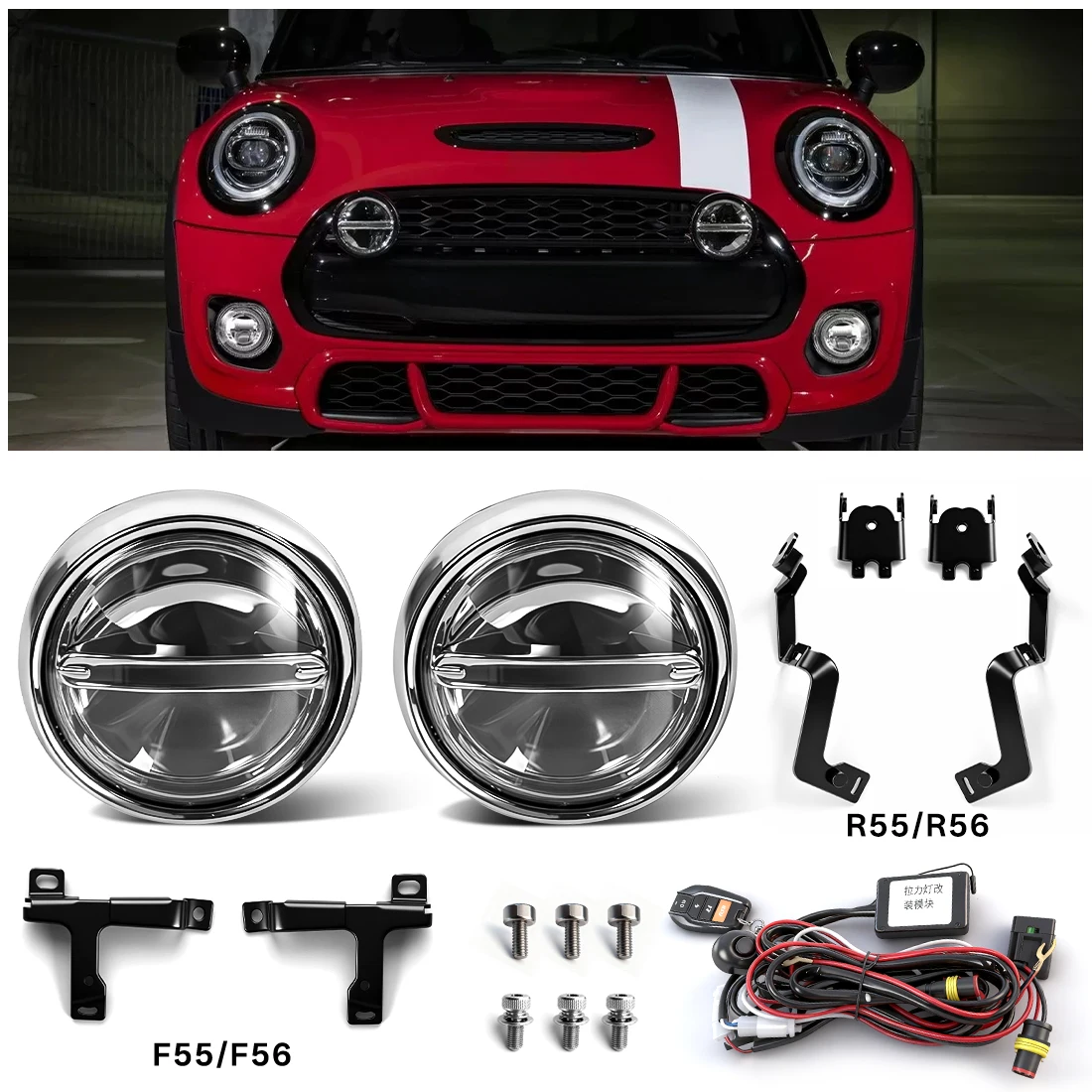 Фото 2 шт. лампа переднего бампера для BMW Mini Cooper F55 F56/R55 R56 светодиодный DRL дневные ходовые раллийные фары автомобильные аксессуары №1