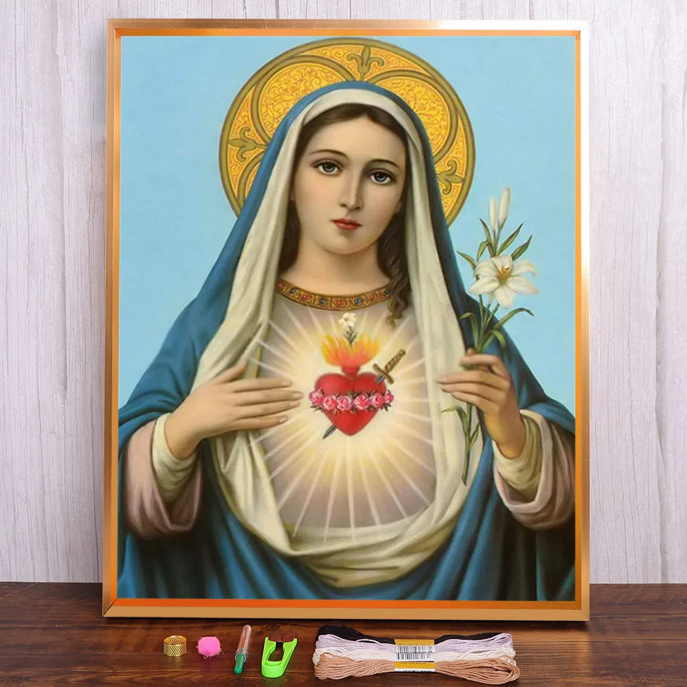 

Christian Religious Figure Pre-Printed 11CT Cross Stitch Complete Kit DIY Embroidery DMC Threads Handiwork Package