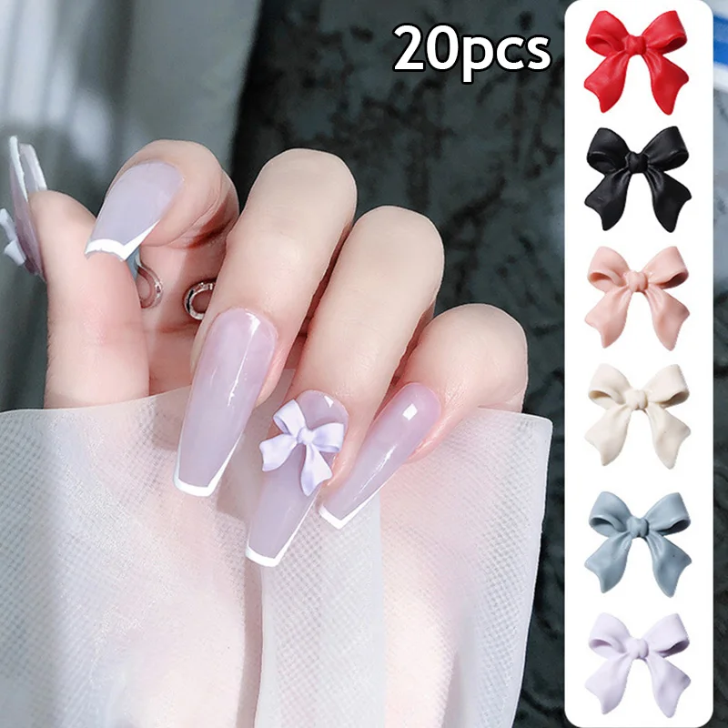 

20 Pcs/Set Nail Jewelry Nail Rhinestones DIY Decoration Ribbon Butterfly 3D Resin Bows Charm New Manicure