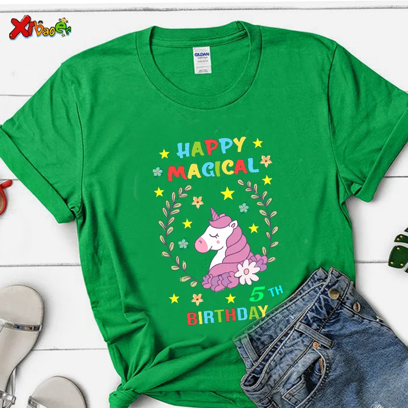 2022 Kids Unicorn T Shirt Cartoon Toddler Baby Hoodie Birthday Boy Clothing Girl Clothes Children's Customized Unicorn T-shirts