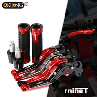rninet logo motorcycle cnc adjustable extendable brake clutch levers handlebar hand grips ends for bmw rninet 2014 2015 2016
