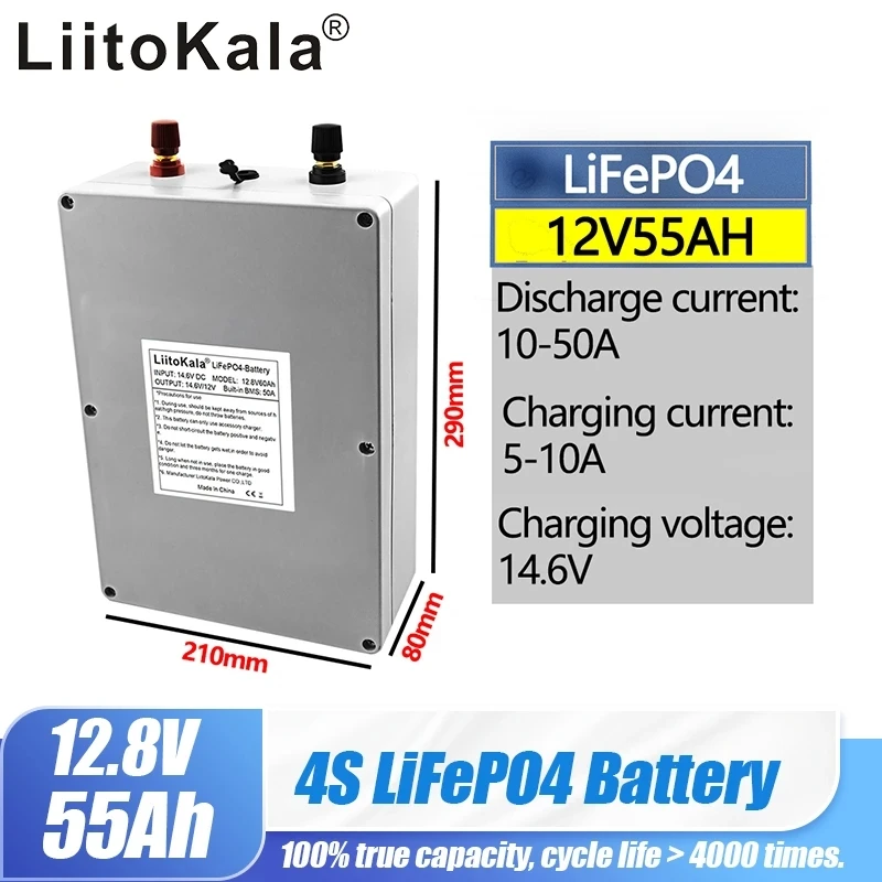 

12V Deep Cycle LiFePO4 Rechargeable Battery Pack 12.8V 20Ah 30Ah 40Ah 50Ah 60Ah Life Cycles 4000 with Built-in BMS Protection