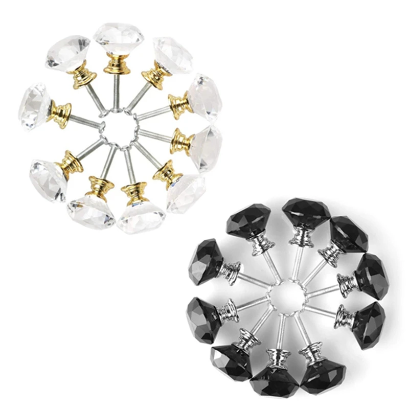 

10 шт., ручка для кухонного шкафа, из хрустального стекла, 30 мм