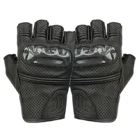 summer motorcycle breathable half finger gloves retro vintage leather black knuckle protection for man motocross motorbike