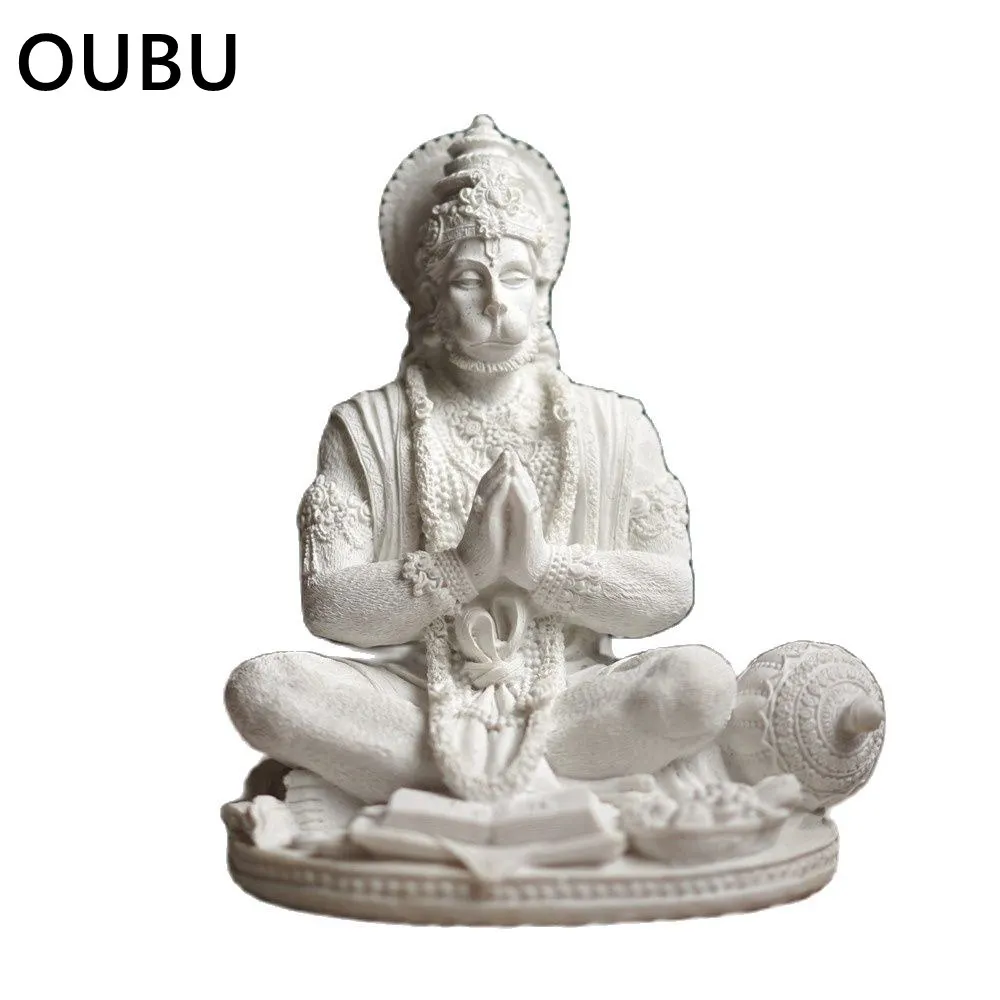 OUBU песчаник белый Статуя Ханумана индуистская обезьяна Бог скульптура Йога Медитация украшение Будда Ганеша Вишну Индия фэн шуй