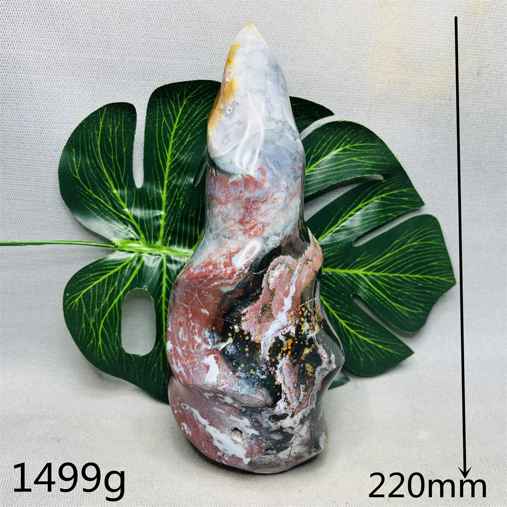 

Big Natural Gemstone Ocean Jasper Tower Torch Rainbow Crystal Geode Home Garden Decoration Spiritual Rock Witch Crystal Healing