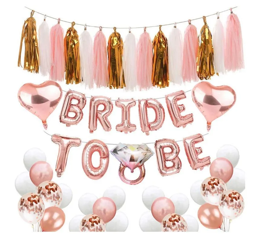 

Rose Gold Silver Bride Letter Foil Balloons Wedding Bachelorette Party Decorations Bridal Shower Party Balloon