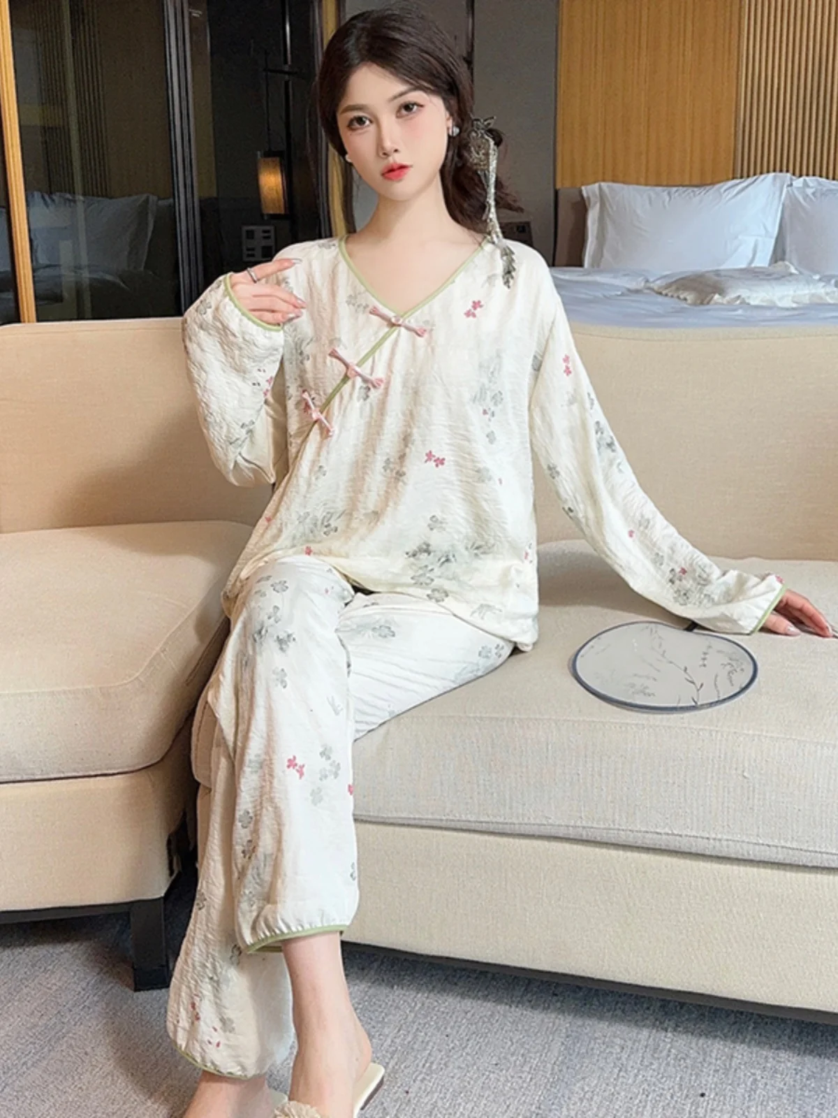 Новые китайские пижамы Sle женские весенне-осенние жаккардовые Cloud Cotton 2024 новый