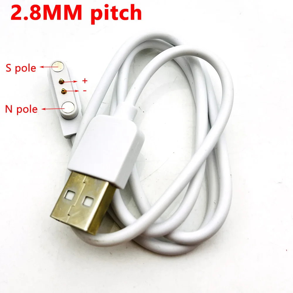 

mergency backup 2pin universal connected Magnetic Charger Cable wire for Smart Watch bracelet 2 Pin Distance 2.8mm Magnetic data