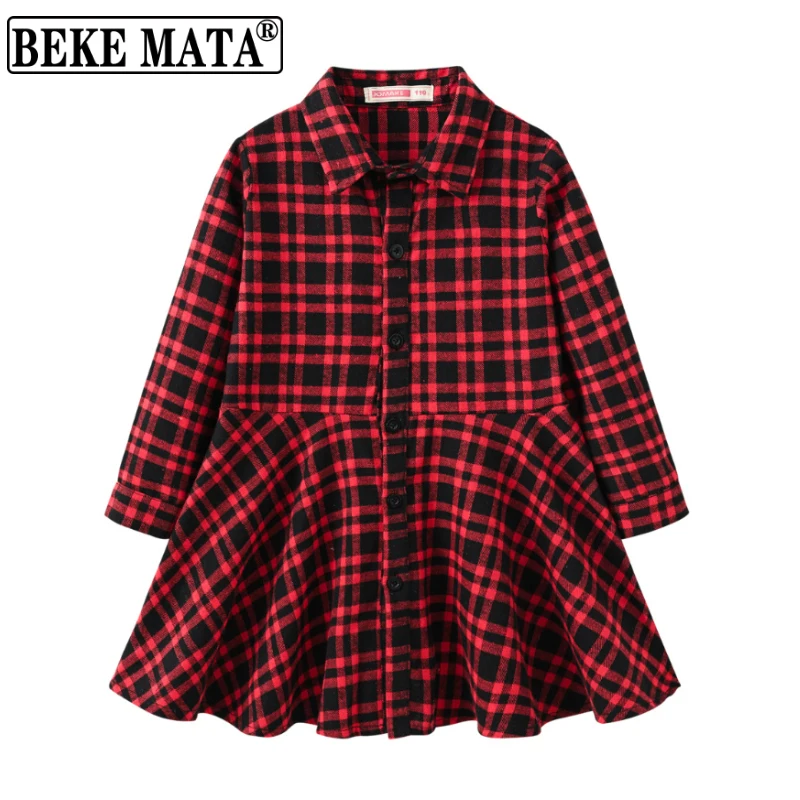 Клетчатые блузки BEKE MATA для девочек школьные рубашки девочек-подростков с длинной