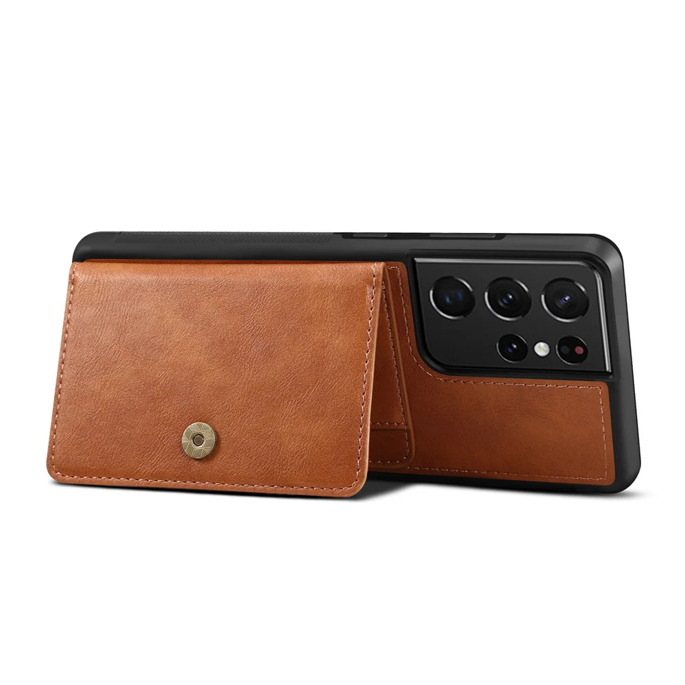 Leather Case for Samsung Galaxy S21 Ultra Back Buckles Card Slot Case for Samsung S21 Plus S21 5G PU Leather Cover Flip Cases