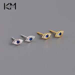 KISS MANDY S925 Sterling Silver Gold Zircon Eyes Design Stud Earrings for Women Chic Office Youth Jewelry Accessories APE28