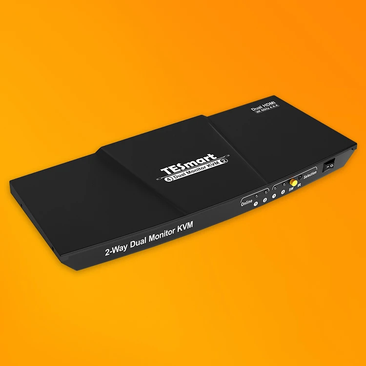 

Tesmart 4x2 2X2 4 Input 2 Output 4K60HZ HDMI KVM Switch With EDID Emulators Keyboard Mouse Pass Through Dual Monitor KVM Switch