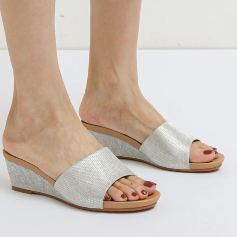 

Шлепанцы женские с открытым носком, повседневные легкие сандалии на толстой подошве, удобная Пляжная обувь на танкетке, летняя обувь