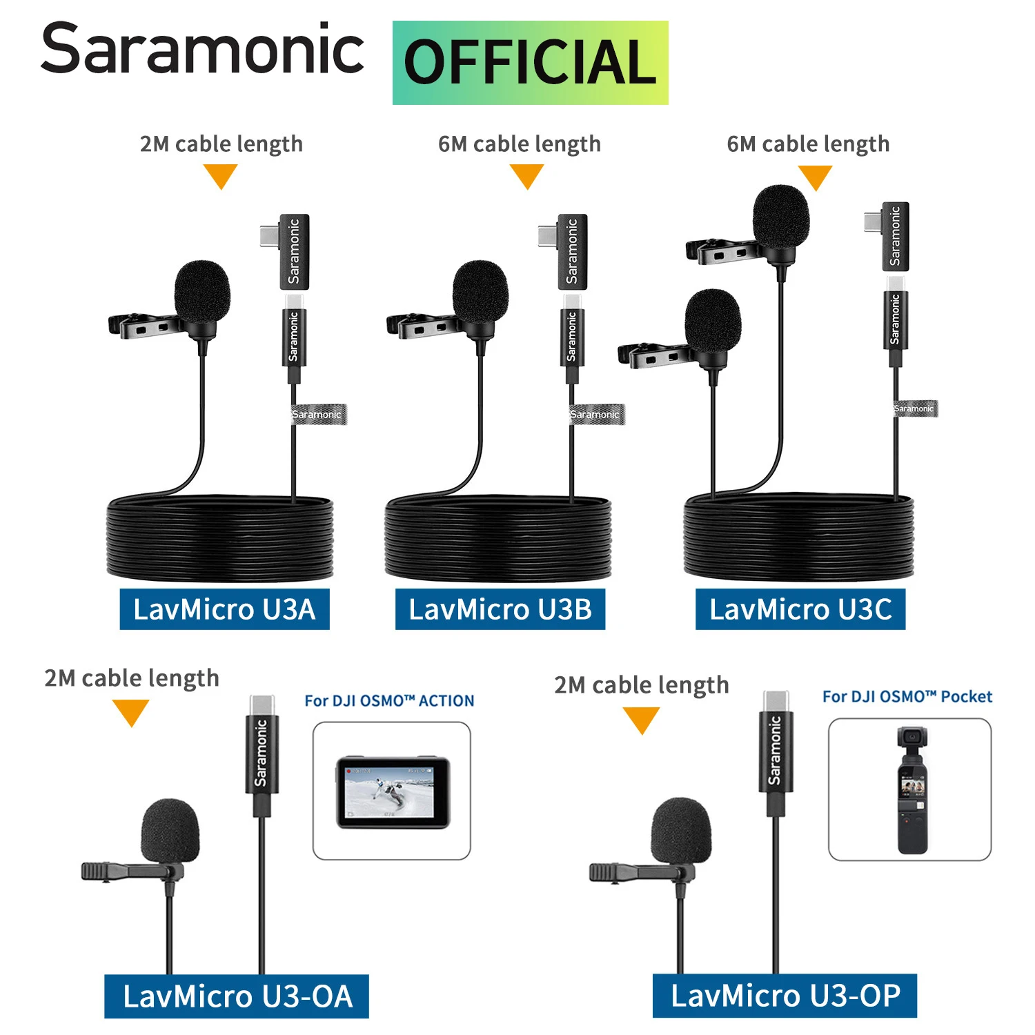 

Saramonic LavMicro U3 Series Type-C Condenser Lavalier Lapel Microphone for Mobile Phone Android DJI Osmo Action Pocket Youtube