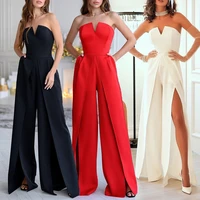 2022 spring and summer new womens v neck sleeveless jumpsuit pants