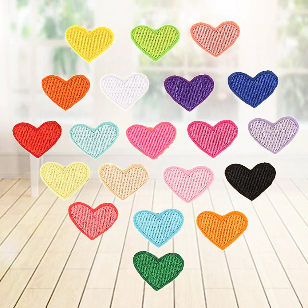 

20 Heart Shape On Patches Embroidered Applique Sew- on Cloth Paste Embellishments Clothing Stickers for DIY Craft Kids Clothing
