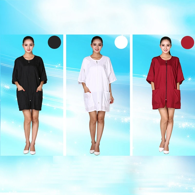 

Новый стиль, искусственная кожа, с молнией, круглый воротник, Парикмахерская накидка, водонепроницаемый халат, фартук для стрижки, одежда