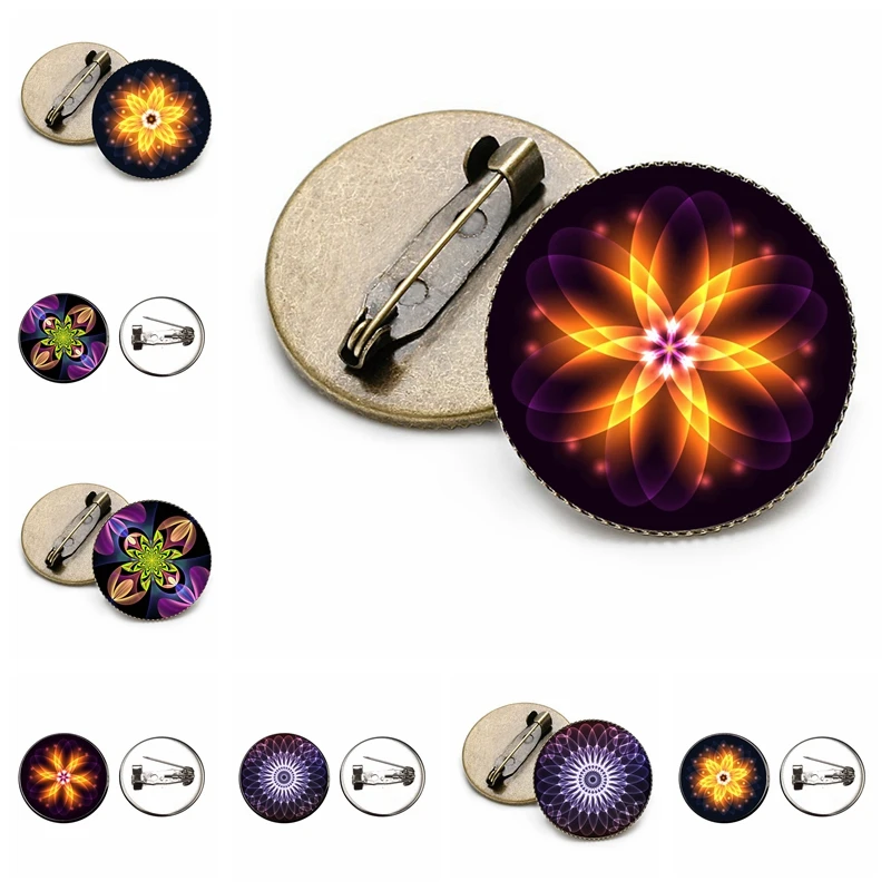 

Fashion Classic Mandala Pattern 20mm/25mm Glass Cabochon Brooch Kaleidoscope Series Brooch Men and Women Gift Jewelry