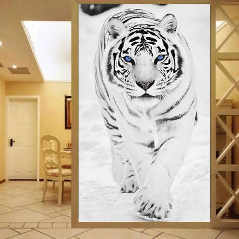 

White Tiger Diamond Paintings Living Room Bedroom Pastoral Landscape Decoration Large 5D Full Diamond Cross Stitch Poster