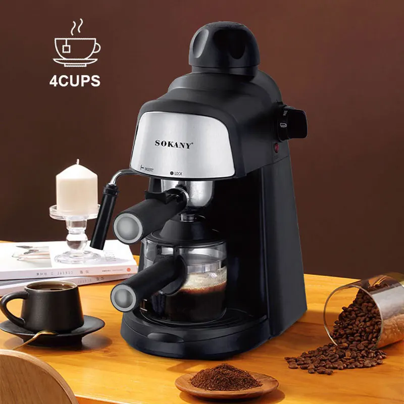 Электрическая Кофеварка 800 Вт Паровая кофеварка для эспрессо домашняя