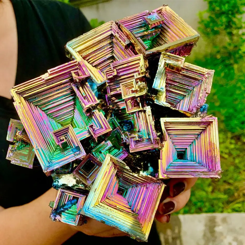 

Natural Bismuth Tower Metal Mineral Pyramid Stones Gemstone Healing Stone Meditation Collection Or Decor Witchcraft Raw Crystals