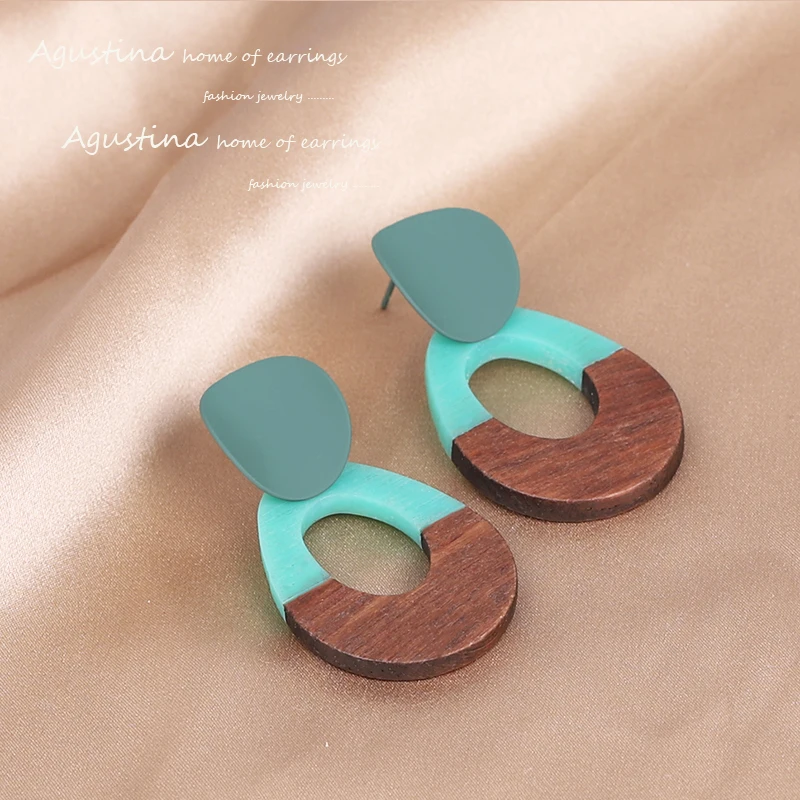 

Agustina yellow wood resnin earrings for women fashion jewelry drop earrings 2022 boho earrings geometry dangle earring Gift new