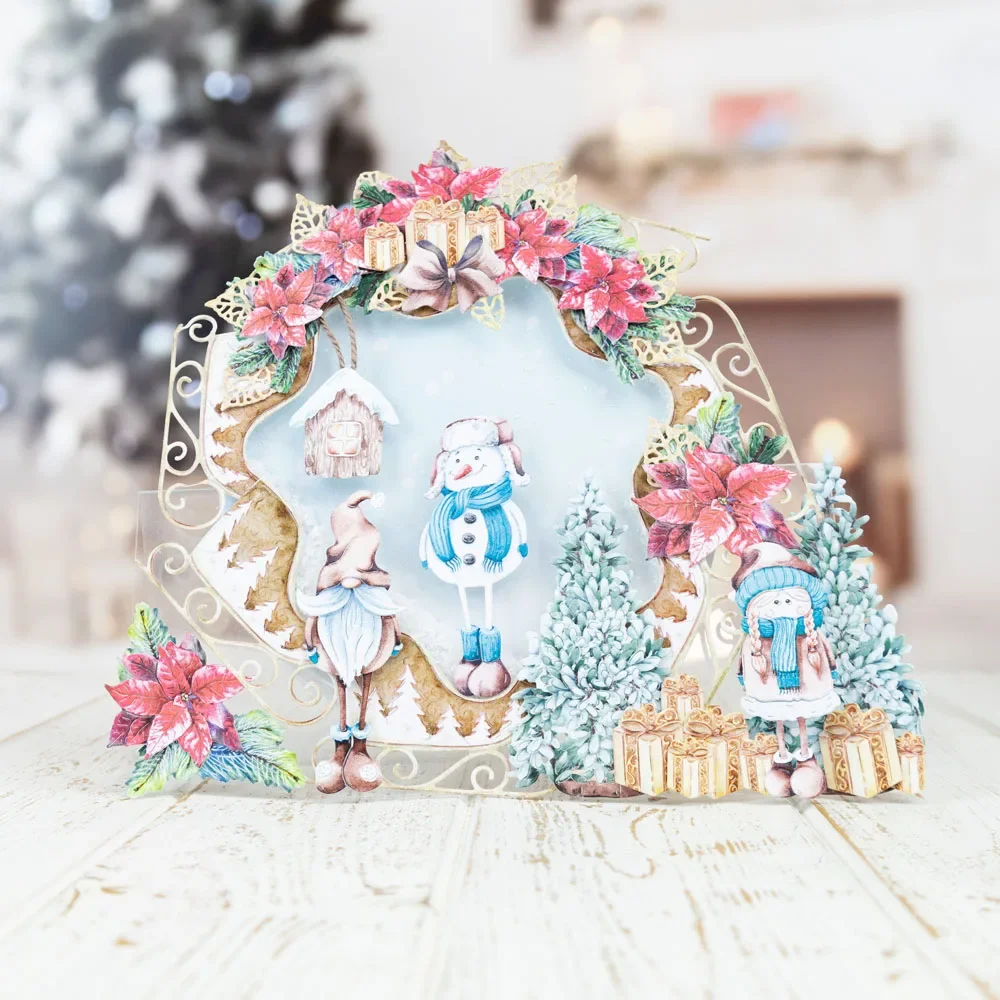 Санта Счастливого Рождества друзья дерево сани металлические штампы для резки