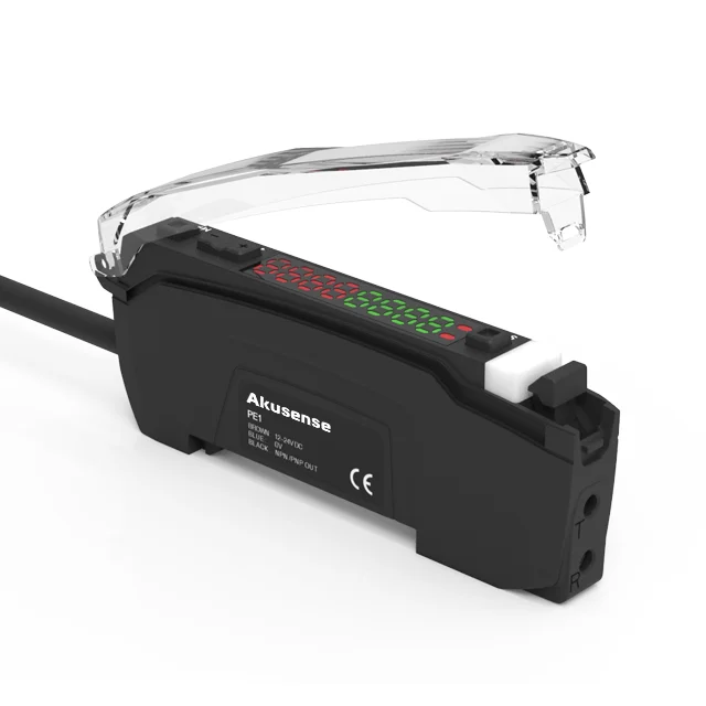 Фото Цифровой оптоволоконный усилитель сигнала Akusense PE1, диффузивный Thrubeam, цилиндрические оптические датчики с квадратной головкой для выхода PNP NPN №3