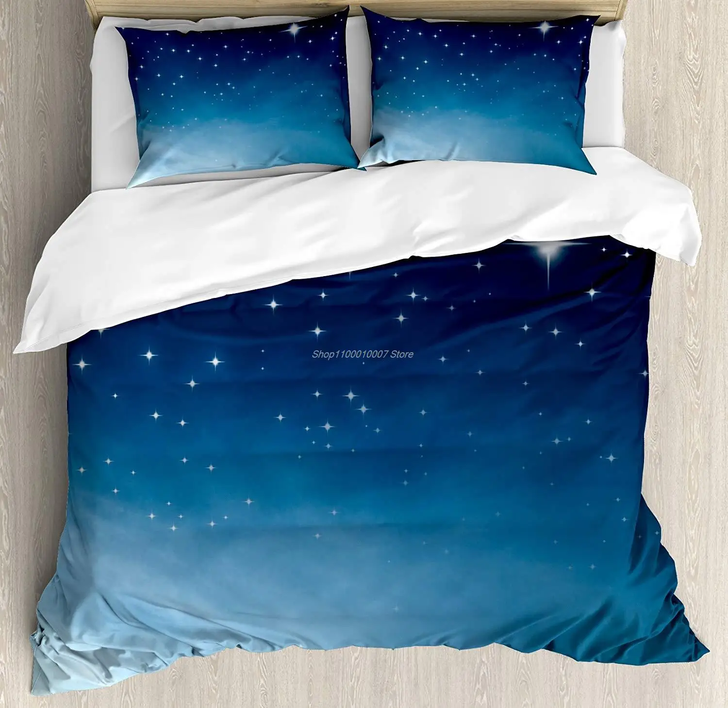 

Night Duvet Cover Set Ombre Inspired Sky with Vibrant Stars Universe Astronomy Exploration Decorative 3 Piece Bedding Set