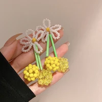 new arrival yellow ball simulated pearl flower big earrings for women fashion jewelry statement oorbellen brincos feminino