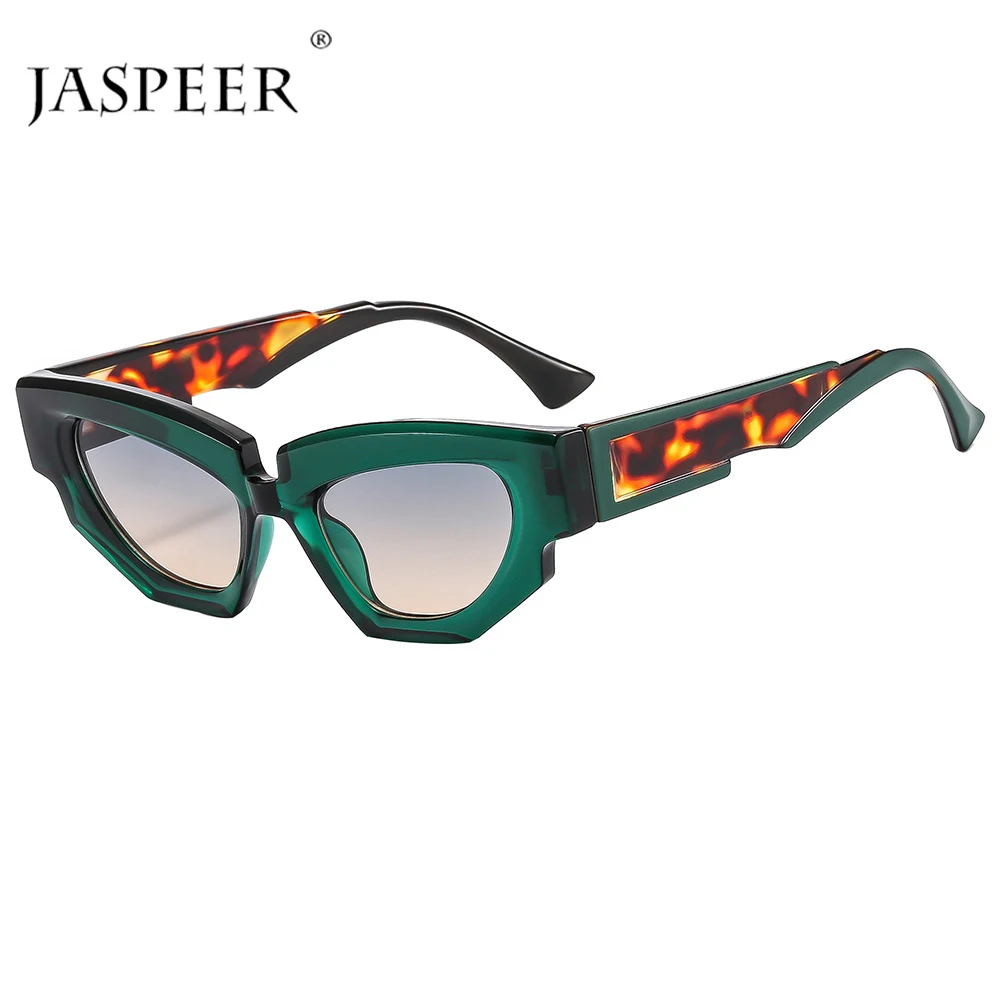 

JASPEER Fashion Double Color Women Sun Glasses Polygon Cat Eye Sunglasses Retro Gradient Men Trending Shades UV400 Oculos de sol