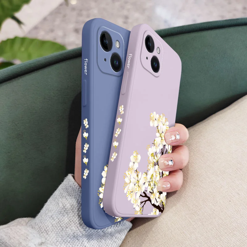 Чехол для телефона с цветами iPhone силиконовый чехол 16 15 14 13 12 11 X XS SE2 SE2020 8 7 6 6S Plus Pro Max