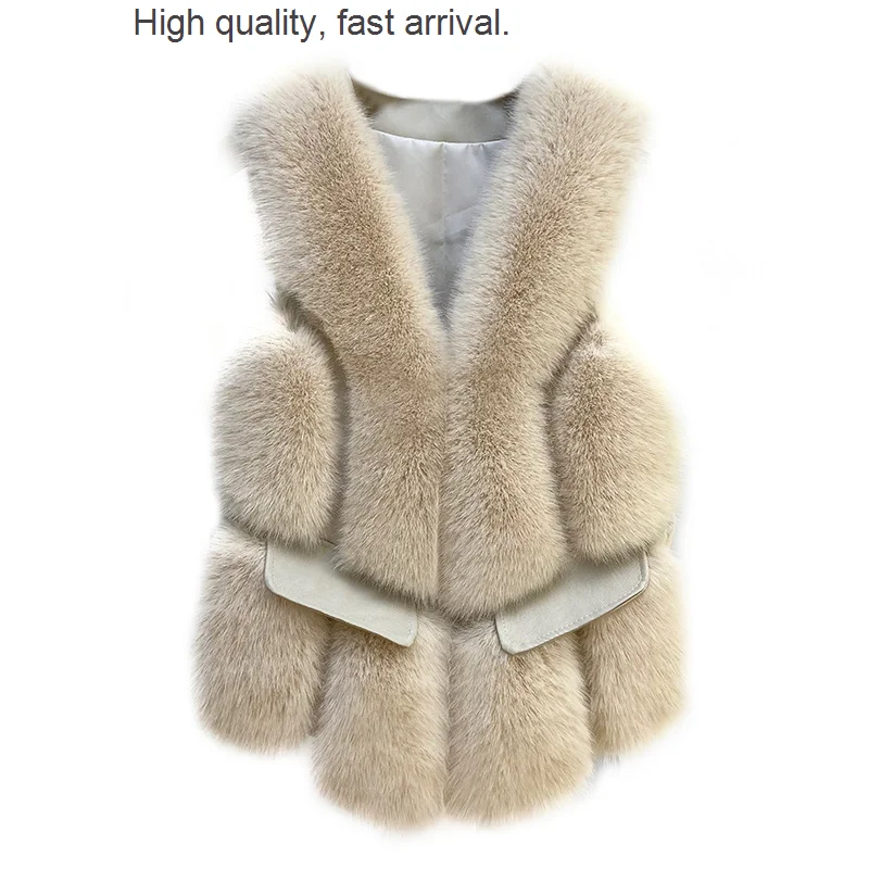 Winter Autumn and New Faux Fur Vest Women's Short Stitching Fox Fur Vest Fur Vest