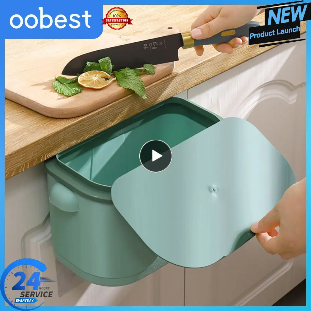 

Trash Can With Lid White Free Slide Garbage Can Wall-mounted Trash Can Kitchen Storage Hanging Trash Can Fixed Pressure Ring Pp