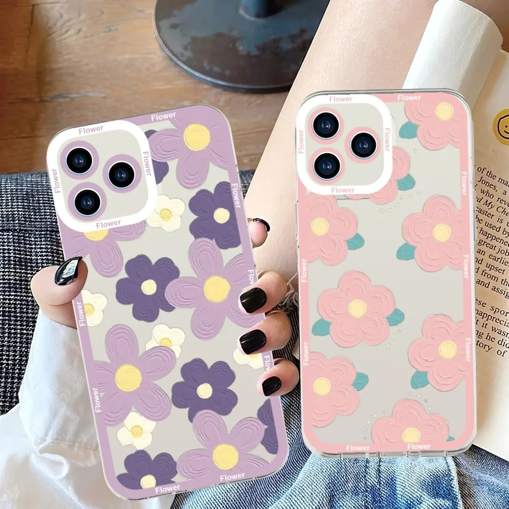 

Fashion Flower Phone Case For Samsung S 23 22 21 20 ULTRA PLUS Lite Transparent Shell
