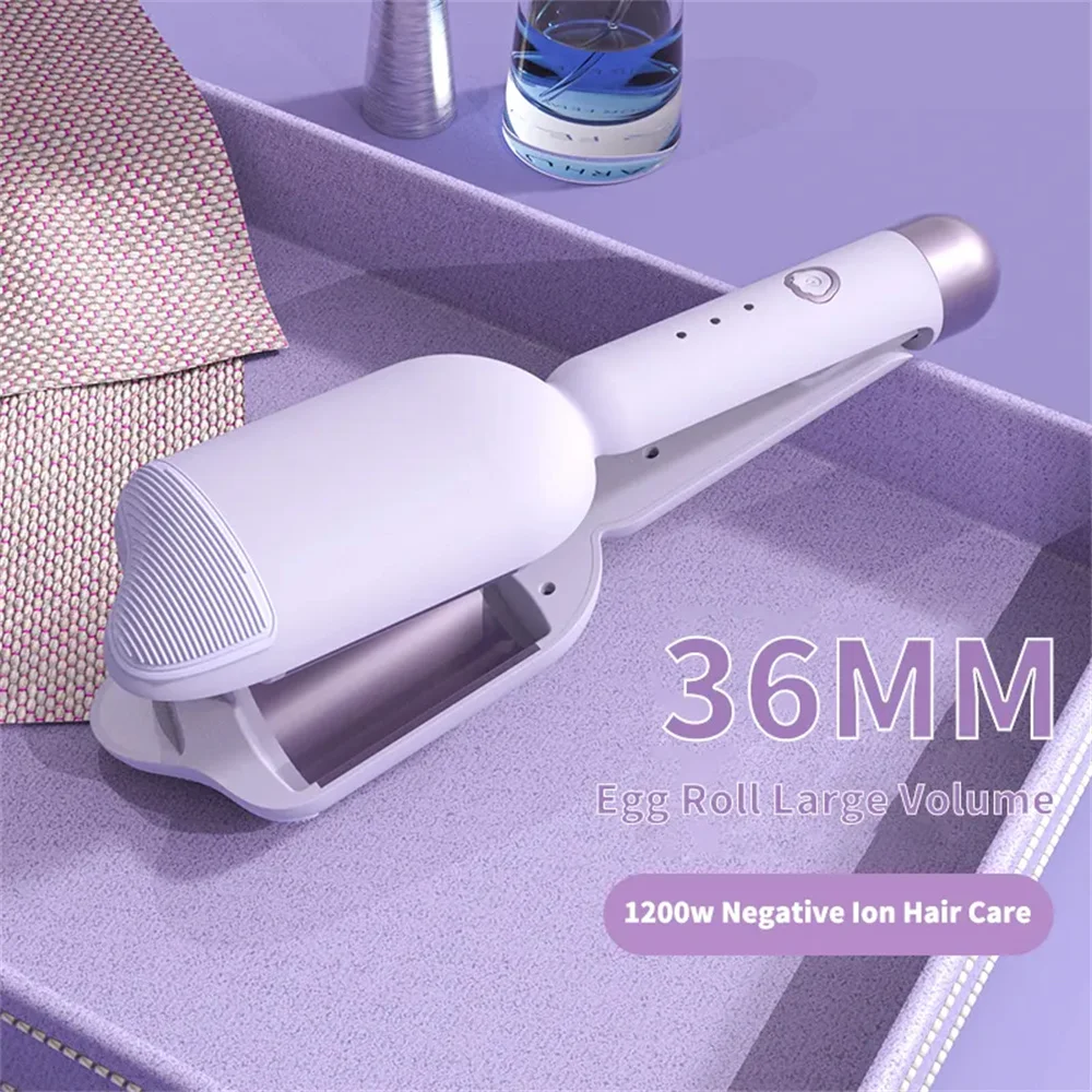 36mm Tube Curling Iron Portable Cute Big Wave Hair Curler Egg Rolls Hair Curler Fast Heating Hair Waver Women Home Styling Tools