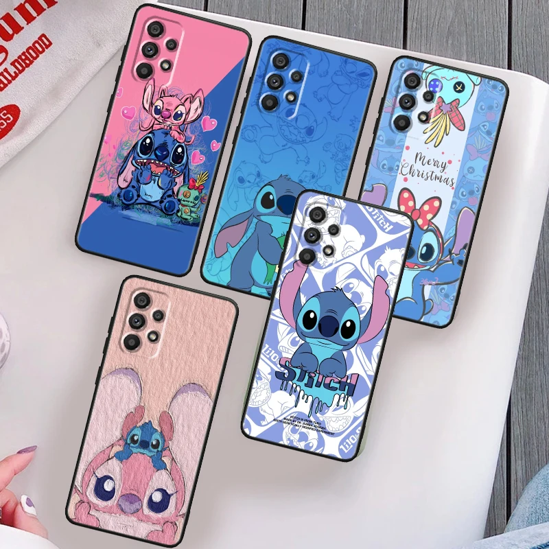 

Couple Stitch Anime Disney Phone Case For Samsung Note 20 10 Ultra Plus A31 A8 A14 j6 A12 A5 A70 A7 A34 A20 A04 A24 5G Black