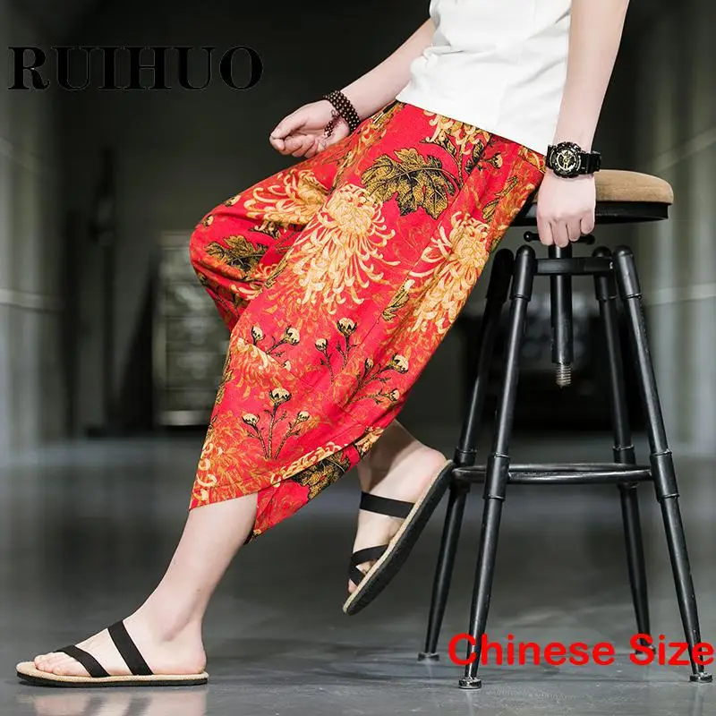 

Брюки мужские с цветочным принтом, в Корейском стиле, размеры до 5XL