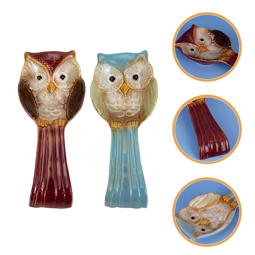 

Owl Spoon Rest Ladle Holder Cute Teaspoon Kitchen Supplies Ceramic Desktop Shaped Stand Household Plates