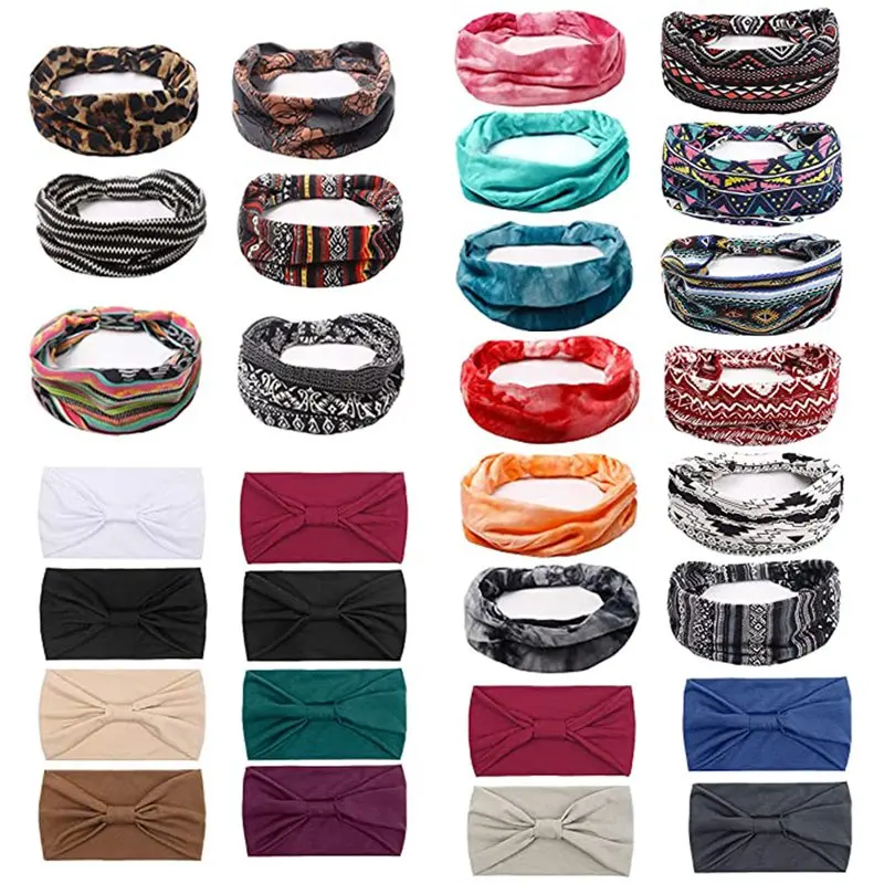 

Headbands for Women African Boho Wide Knotted Head Wraps Turbans, 30PCS