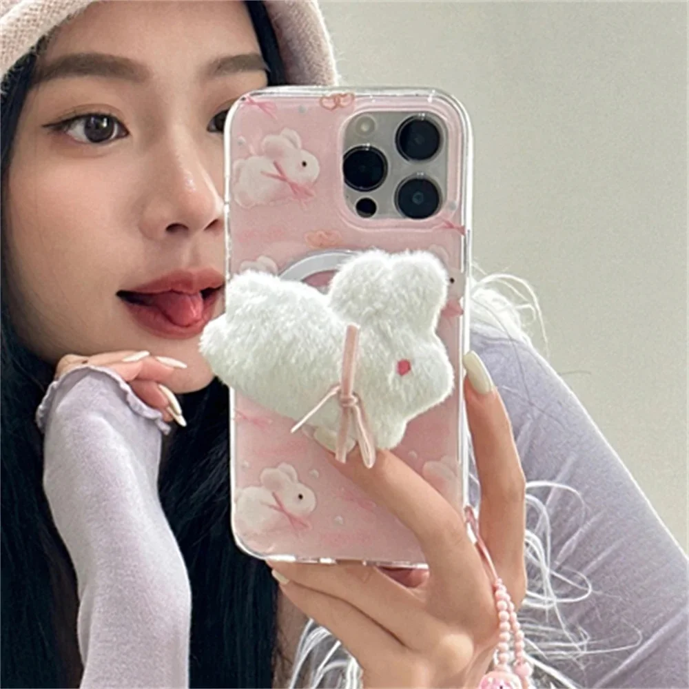 Мультяшный милый 3D плюшевый бант кролик Магнитная подставка держатель для