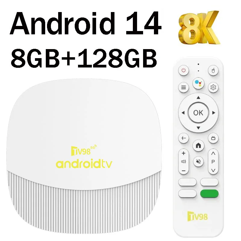 Фото ТВ-приставка Android 14 Allwinner H313 Quad-Core 8GB 128GB 5G 4G Dual Wifi BT5.0 HD 8K 4K с голосовым управлением и поддержкой IPTV №1