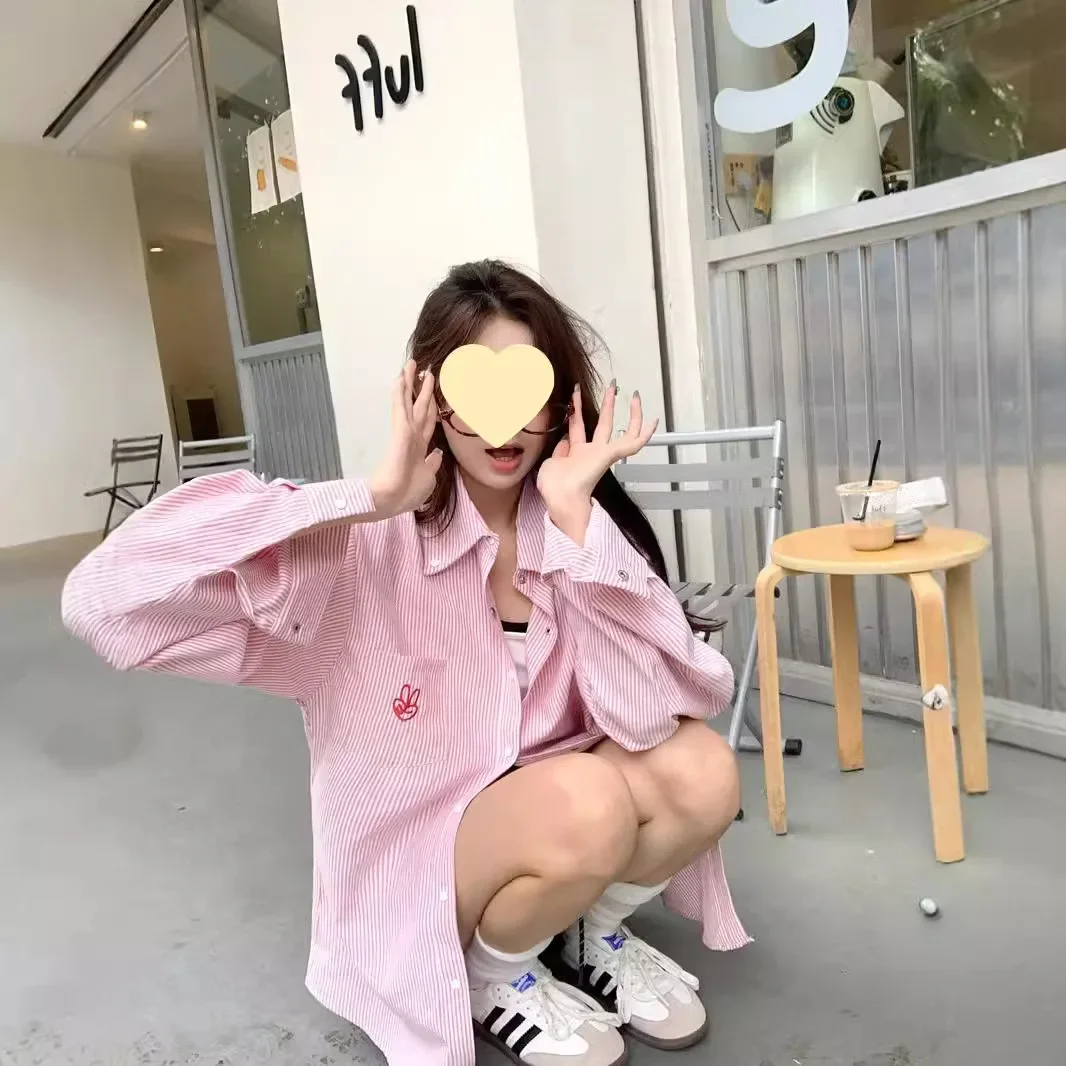 Корейский стиль Ранняя осень рубашка с длинными рукавами вышивкой женский