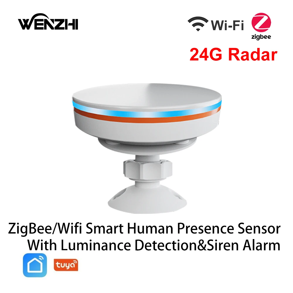 Датчик присутствия человека ZigBee 3,0/Wi-Fi 5 в MMwave 24G, радар с сиреной, детектор движения Lux, автоматизация умного дома